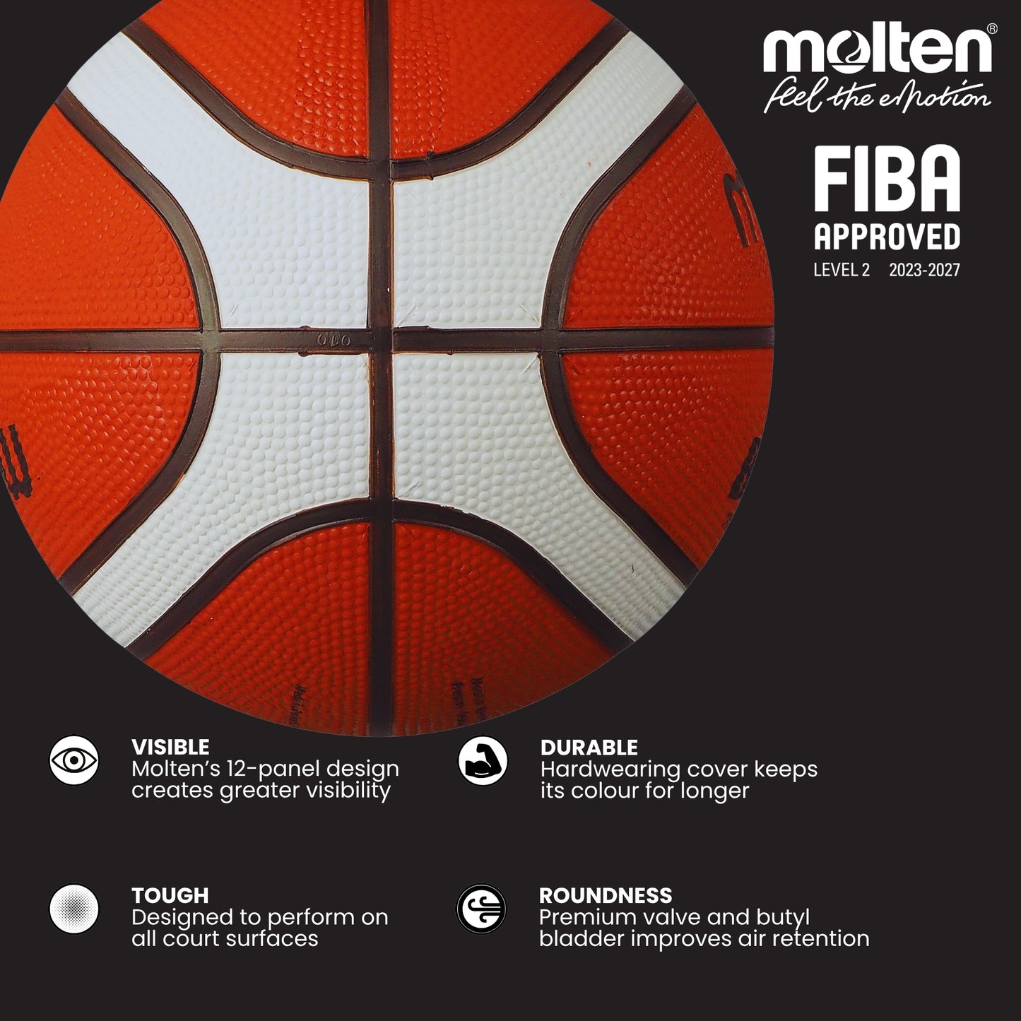 Molten BG2000 Basketball 12 Panel Rubber (Indoor & Outdoor)