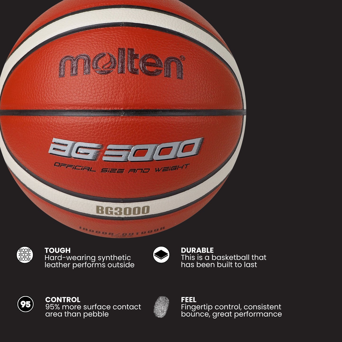 Molten BG3000 Basketball 12 Panel Synthetic Leather (Indoor & Outdoor)