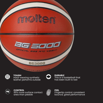 Molten BG3000 Basketball 12 Panel Synthetic Leather (Indoor & Outdoor)