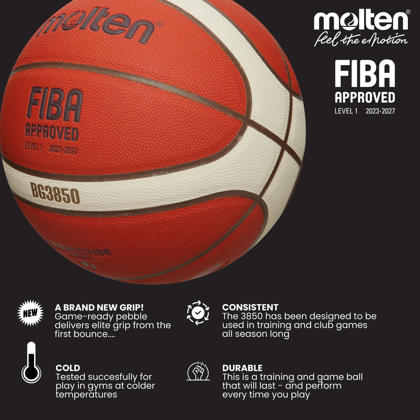 Molten BG3850 Basketball Premium Composite Leather