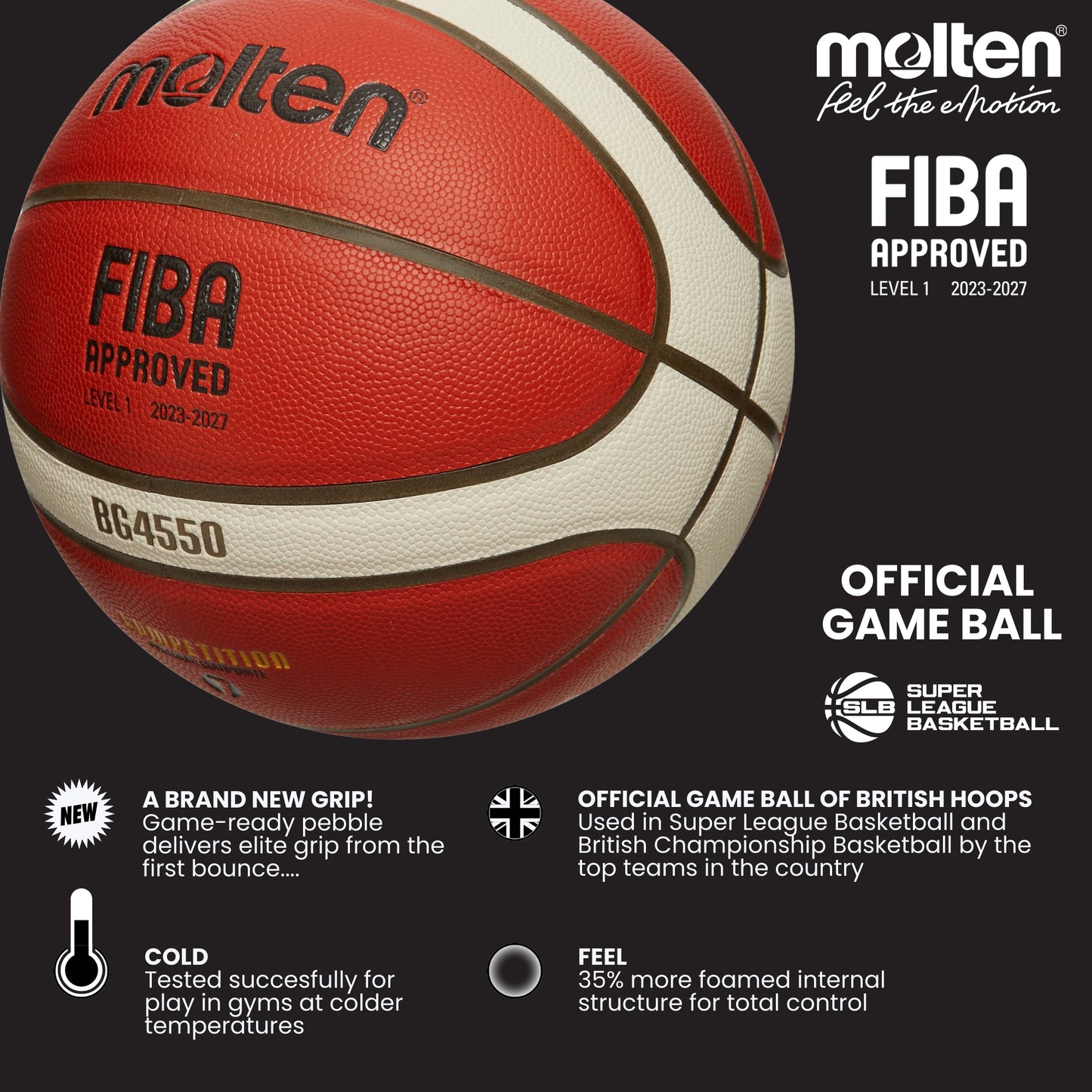 Molten BG4550 Basketball - The Official Game Ball of British Hoops