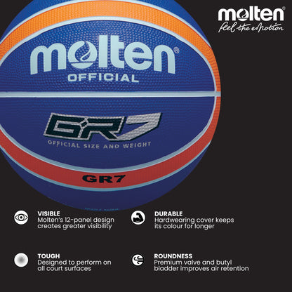 Molten BGR Rubber Basketball - Orange/Blue